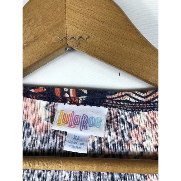 Lularoe Sarah XL Duster Blue Peach Orange Aztec Tribal Ribbed Knit Cardigan - Picture 6 of 8